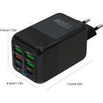 Incarcator Multifunctional, Flippy®, 6 Porturi (2 x PD Type C + 4 USB), 150 W, 5V, 2.4A, Incarcare Rapida, 4.4 x 4.4 x