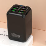 Incarcator Multifunctional, Flippy®, 6 Porturi (2 x PD Type C + 4 USB), 150 W, 5V, 2.4A, Incarcare Rapida, 4.4 x 4.4 x