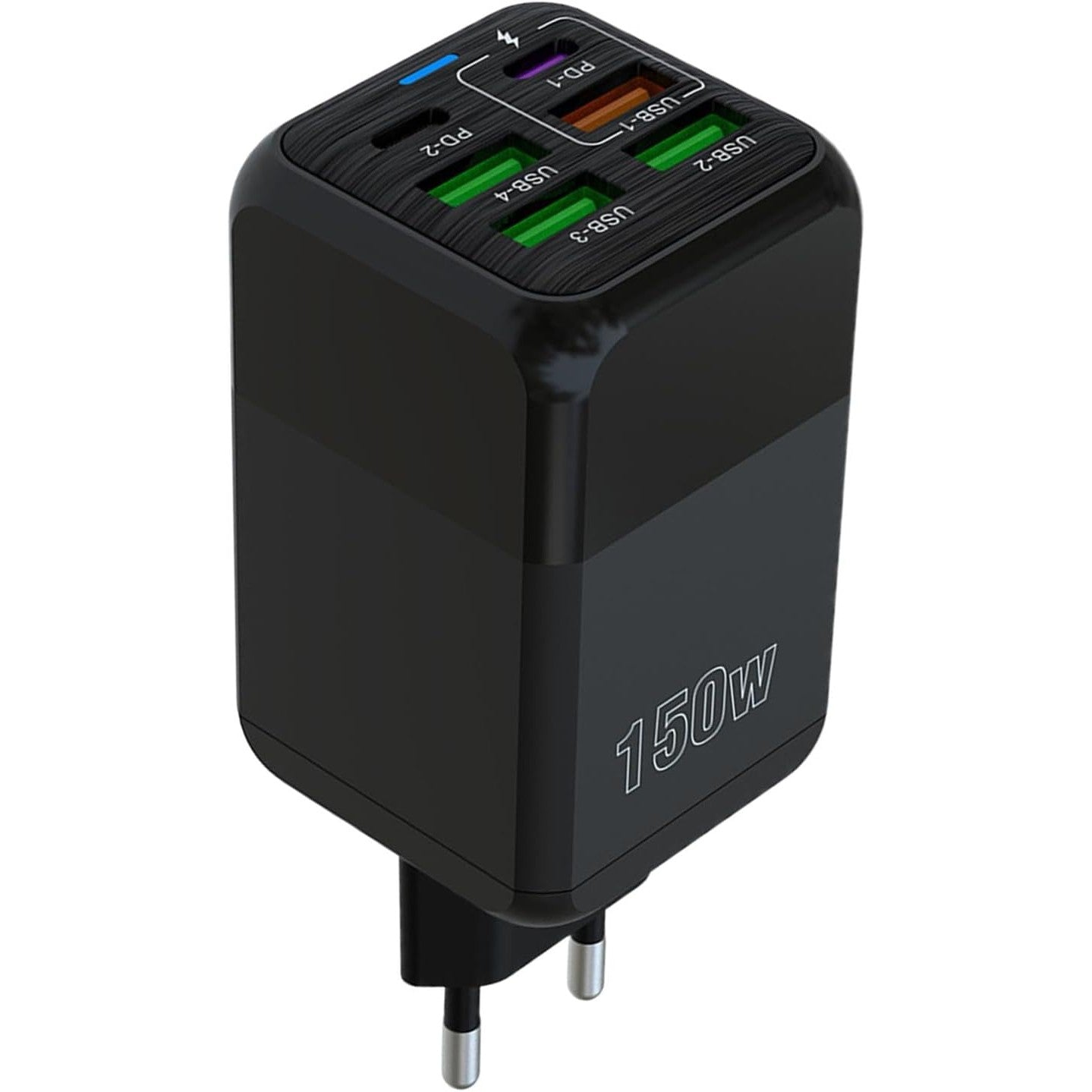 Incarcator Multifunctional, Flippy®, 6 Porturi (2 x PD Type C + 4 USB), 150 W, 5V, 2.4A, Incarcare Rapida, 4.4 x 4.4 x