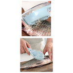 Curatator Manual Solzi de Peste, Flippy, Forma Peste , Recipient cu Capcac pentru Solzi, Plastic, Albastru deschis,