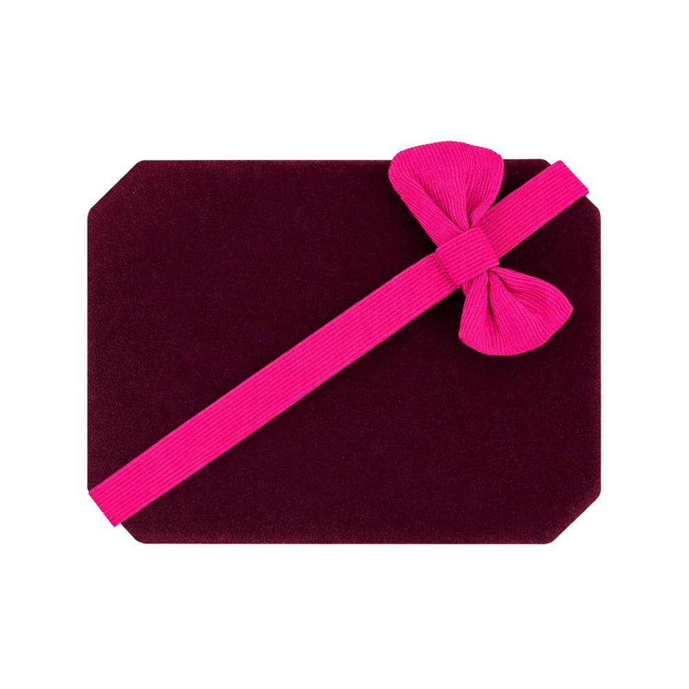 Cutie de Bijuterii, Flippy, Exterior Catifea Grena cu Funda Roz, pentru Ocazii Speciale, 100x75x35 mm, Design Elegant