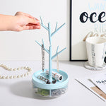 Cutie de Bijuterii, Flippy, Rotativa, cu Suport Tip Ramura, 36.5 x 14 cm, din ABS+PP, Albastru