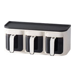Cutie de Depozitare a Condimentelor, Flippy, de Uz Casnic, Montare pe Perete, 3 Compartimente, 25.8 x 13.6 x 10.5cm,