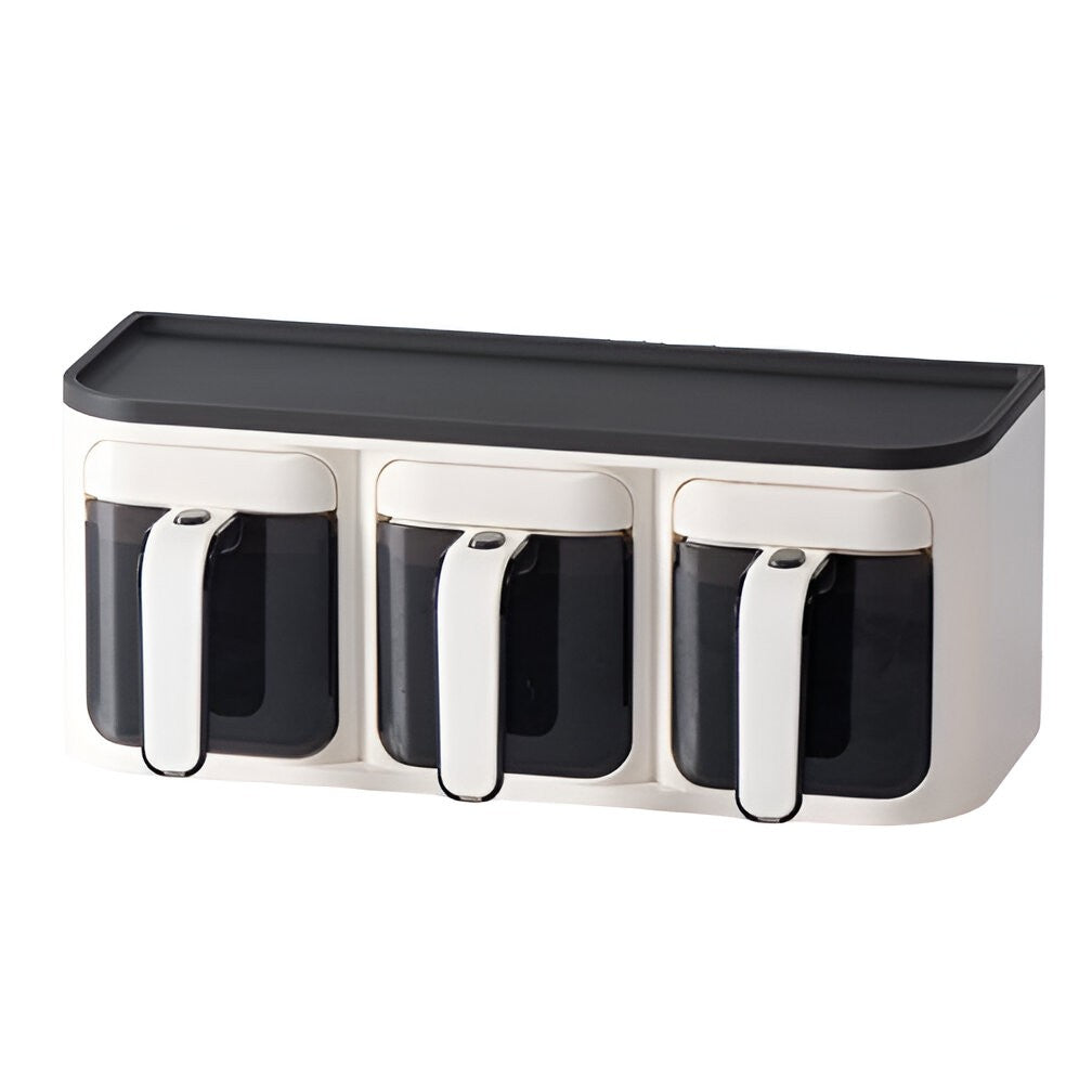 Cutie de Depozitare a Condimentelor, Flippy, de Uz Casnic, Montare pe Perete, 3 Compartimente, 25.8 x 13.6 x 10.5cm,