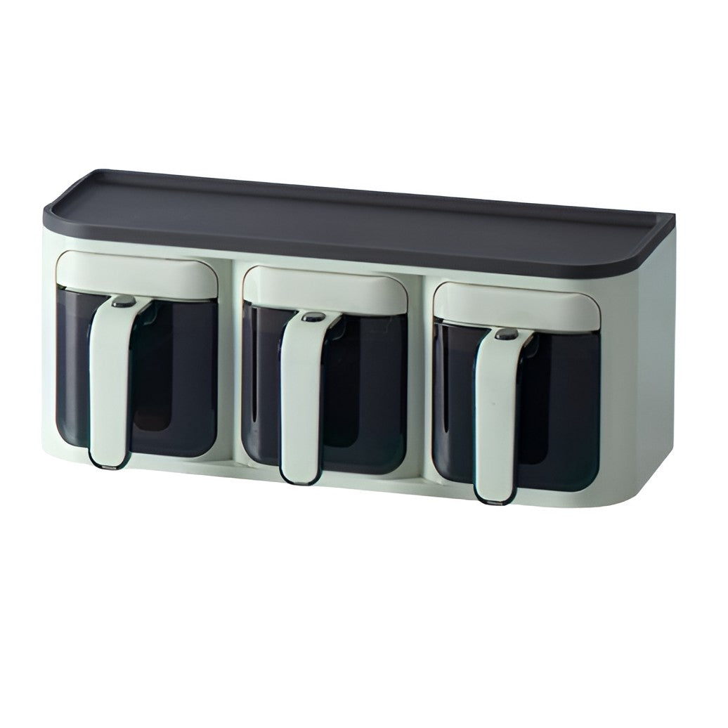 Cutie de Depozitare a Condimentelor, Flippy, de Uz Casnic, Montare pe Perete, 3 Compartimente, 25.8 x 13.6 x 10.5cm,