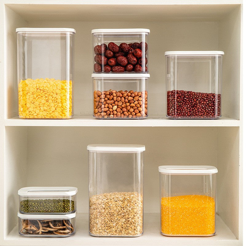 Cutie de Depozitare Alimente, Flippy, 1.5L, Capac Alb, din ABS+Silicon, 14.5 x 9 x 16.7 cm, Transparent