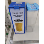 Cutie de Depozitare Alimente, Flippy, 1.9L, Capac Albastru, din PP+PET, Inchidere Ermetica, 10 x 10 x 30.5 cm,