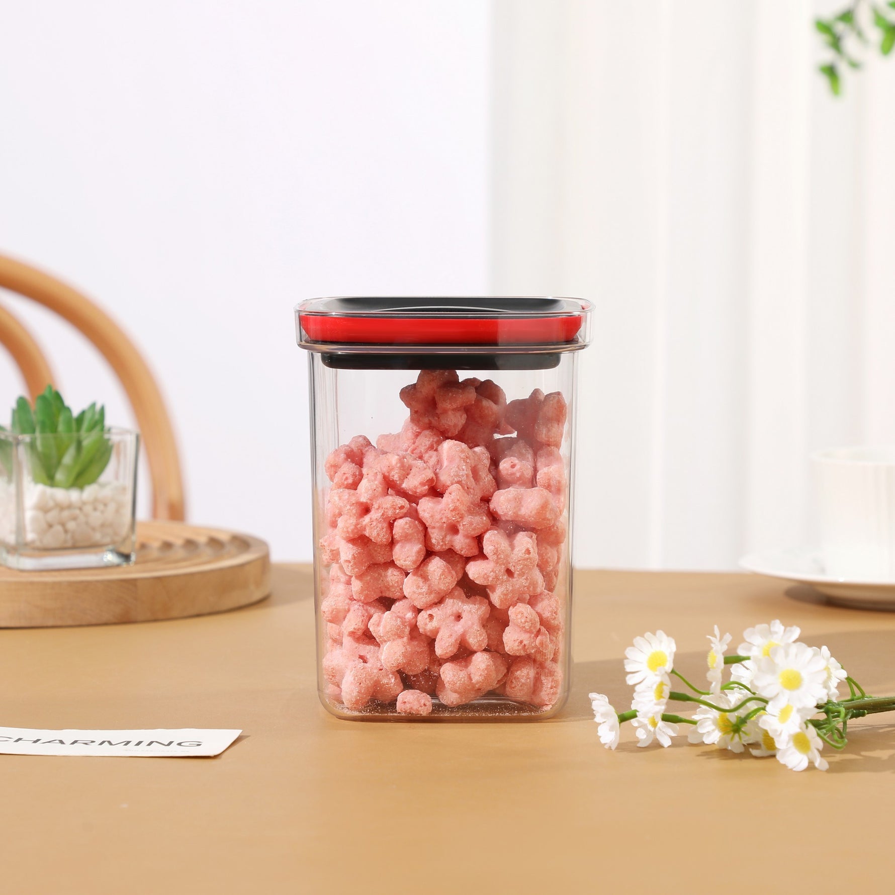 Cutie de Depozitare Alimente, Flippy, Cutie de tip Container, Recipient pentru Cereale in Bucatarie, 11.5 x 11.5 x 15
