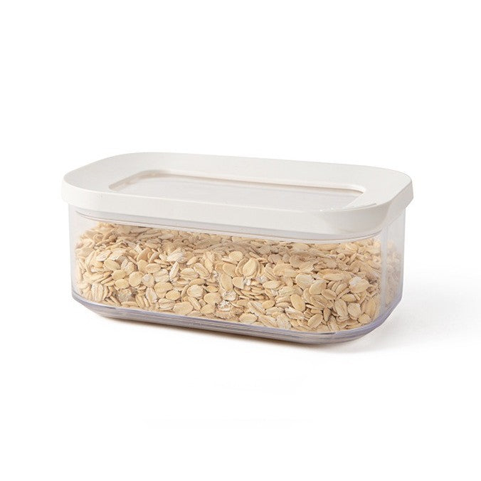 Cutie de Depozitare Alimente, Flippy, 450 ml, Capac Alb, din ABS+Silicon, 14.5 x 9 x 6 cm, Transparent
