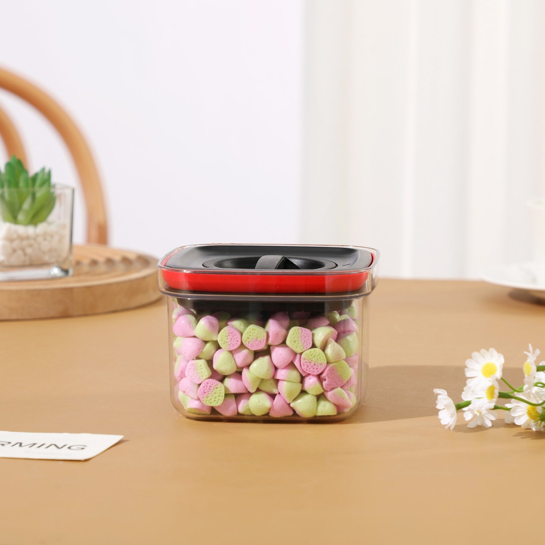 Cutie de Depozitare Alimente, Flippy, Cutie de tip Container, Recipient pentru Cereale in Bucatarie, S 11.5 x 11.5 x 8