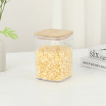 Cutie de Depozitare Alimente, Flippy, Cutie de tip Container, Cutie pentru Cereale, din Plastic, Capac din Bambuc, 10 x