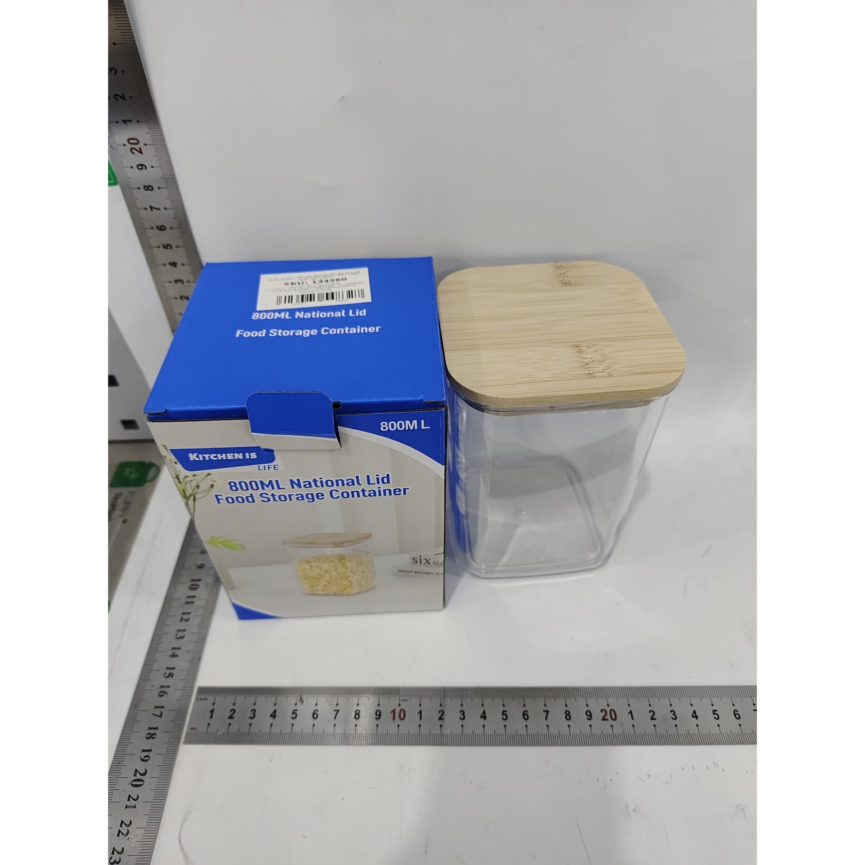 Cutie de Depozitare Alimente, Flippy, Cutie de tip Container, Cutie pentru Cereale, din Plastic, Capac din Bambuc, 10 x