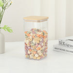 Cutie de Depozitare Alimente, Flippy, Cutie de tip Container, Cutie pentru Cereale, din Plastic, Capac din Bambuc, 10 x