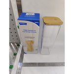Cutie de Depozitare Alimente, Flippy, Cutie de tip Container, Cutie pentru Cereale, din Plastic, Capac din Bambuc, 10 x