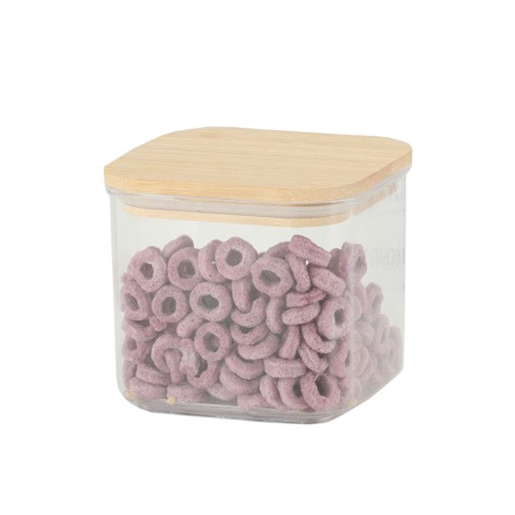 Cutie de Depozitare Alimente, Flippy, Cutie de tip Container, Cutie pentru Cereale, din Plastic, Capac din Bambuc, 10 x