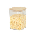 Cutie de Depozitare Alimente, Flippy, Cutie de tip Container, Cutie pentru Cereale, din Plastic, Capac din Bambuc, 10 x