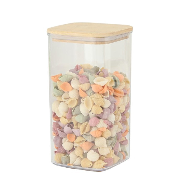 Cutie de Depozitare Alimente, Flippy, Cutie de tip Container, Cutie pentru Cereale, din Plastic, Capac din Bambuc, 10 x