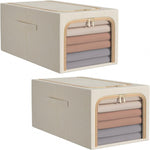 Cutie de Depozitare, Flippy, 31L, din In si Bumbac, Pliabila, Cadru din Otel, 45 x 30 x 23 cm, Kaki