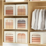 Cutie de Depozitare, Flippy, 31L, din In si Bumbac, Pliabila, Cadru din Otel, 45 x 30 x 23 cm, Kaki