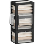 Cutie de Depozitare, Flippy, cu 3 Ferestre cu Fermoar Bidirectional, Cadru din Otel, Impermeabil, 38L, 42 x 30 x 30 cm,