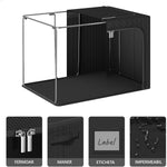 Cutie de Depozitare, Flippy, cu 3 Ferestre cu Fermoar Bidirectional, Cadru din Otel, Impermeabil, 38L, 42 x 30 x 30 cm,