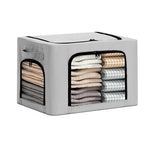 Cutie de Depozitare, Flippy, cu 3 Ferestre cu Fermoar Bidirectional, Cadru din Otel, Impermeabil, 38L, 42 x 30 x 30 cm,