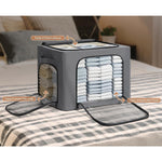 Cutie de Depozitare, Flippy, cu 3 Ferestre cu Fermoar Bidirectional, Cadru din Otel, Impermeabil, 38L, 42 x 30 x 30 cm,