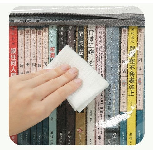 Cutie de Depozitare, Flippy, din PVC + Textil, Rezistenta la Apa, Geanta pentru Carti, 32x24x25 cm, Transparent-Alb