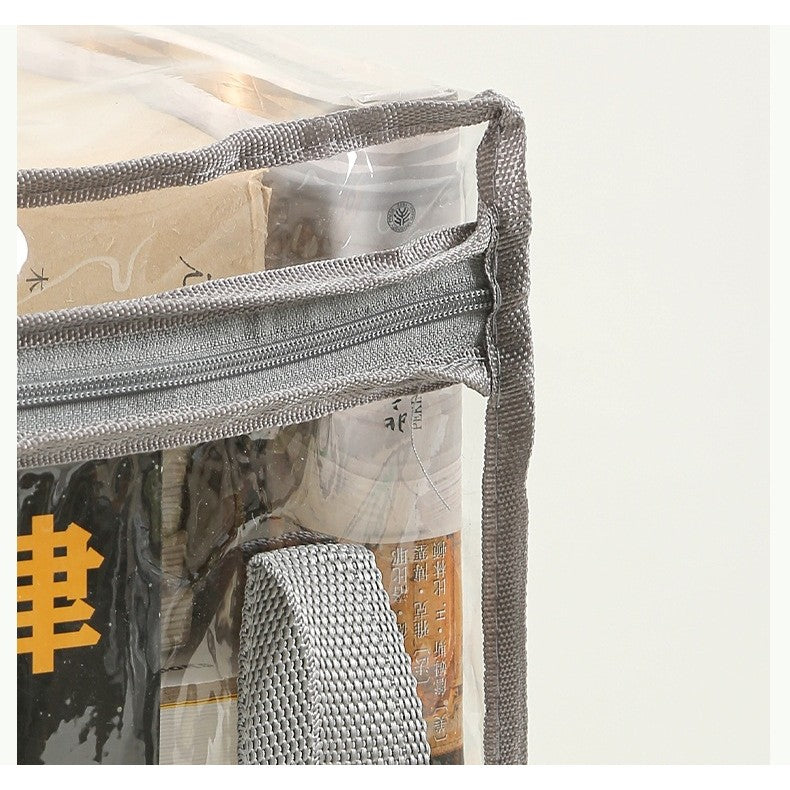 Cutie de Depozitare, Flippy, din PVC + Textil, Rezistenta la Apa, Geanta pentru Carti, 32x24x25 cm, Transparent-Alb