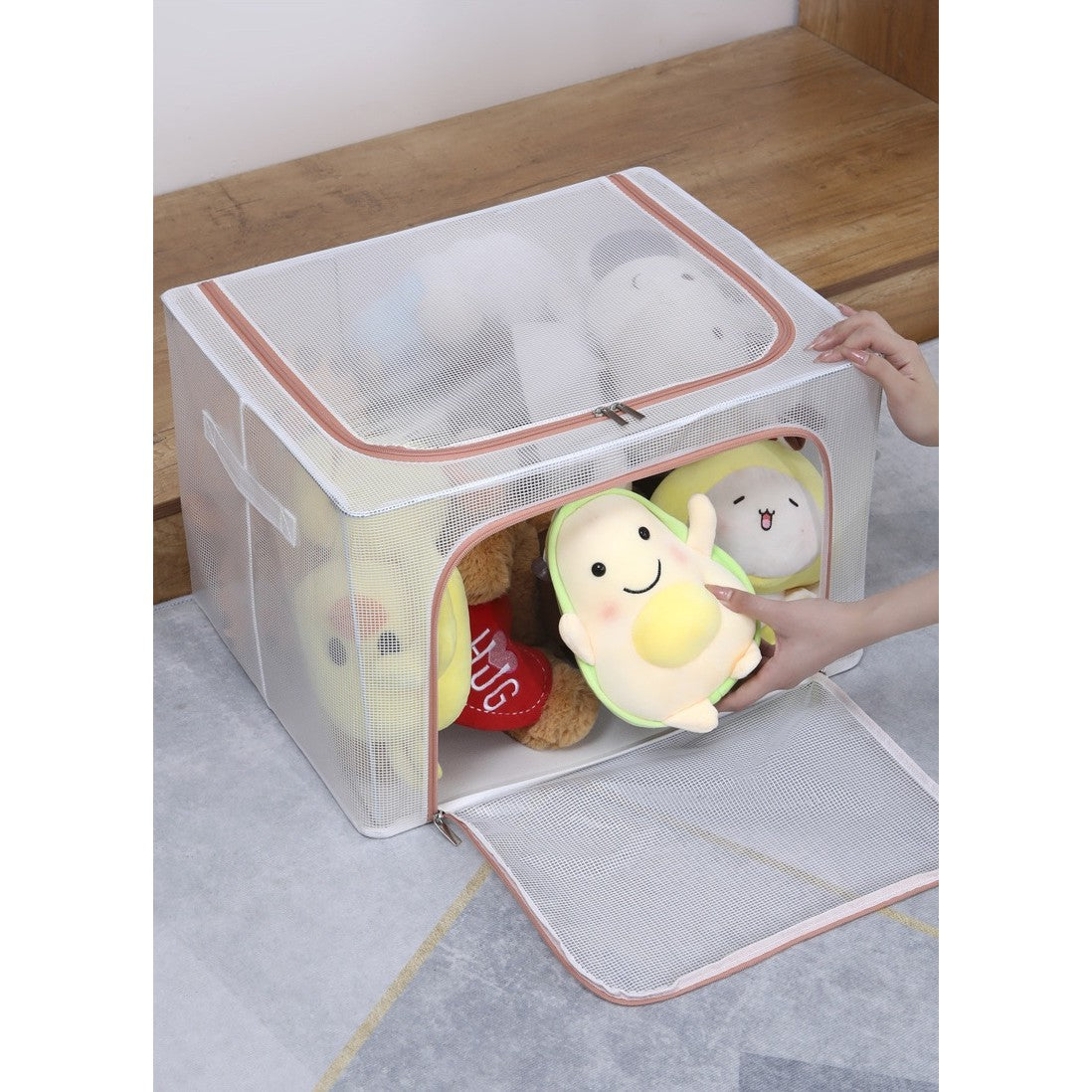 Cutie de Depozitare, Flippy, pentru Camera Copiilor, 100L, din PVC, Model Unicorn, 60 x 42 x 40 cm, Transparent