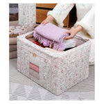 Cutie Depozitare, Flippy, 66L, din Material Textil, 50 x 40 x 33 cm, pentru Haine si Lenjerii, Model Fluturasi, Bej