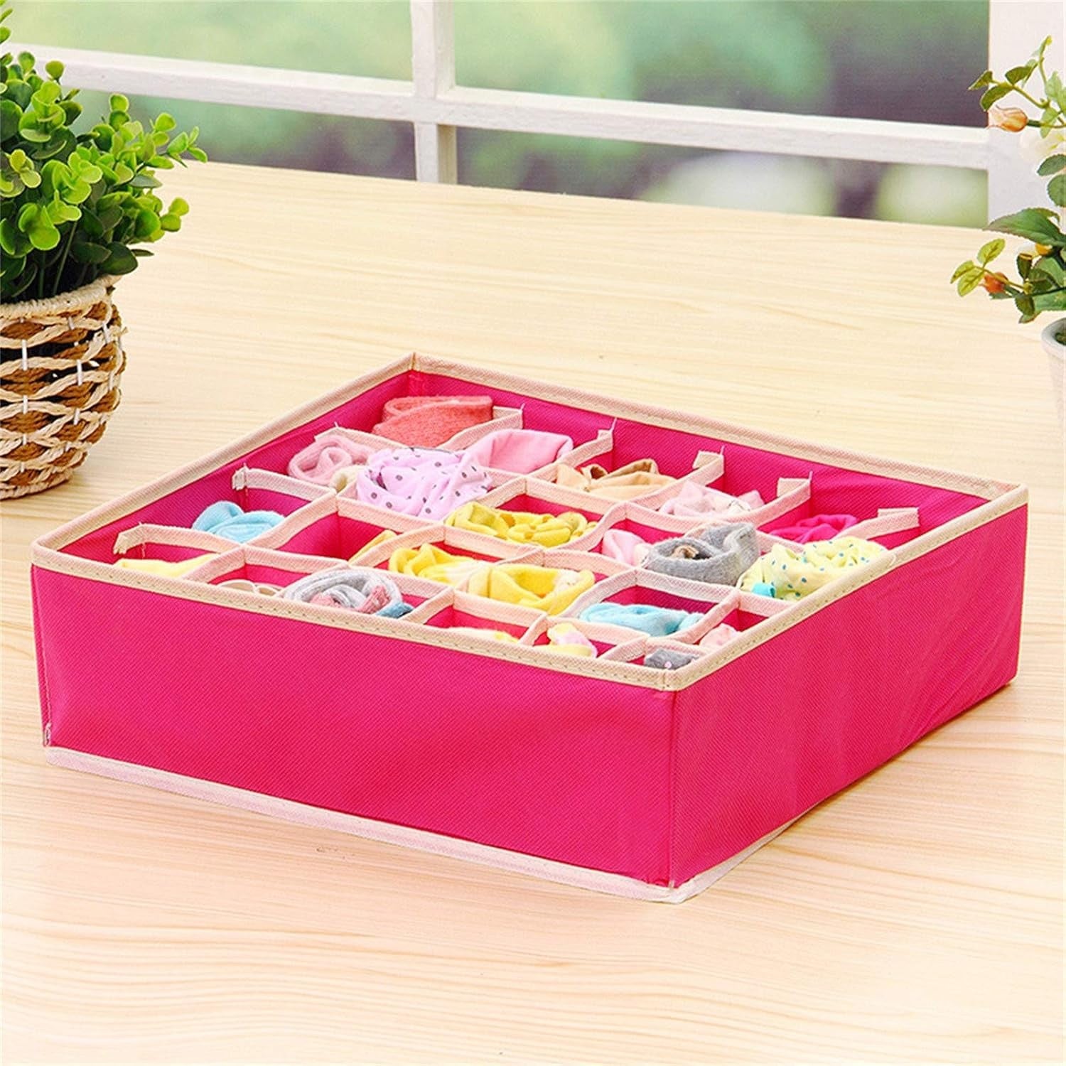 Cutie De Depozitare, Flippy, Pentru Lenjerie, Sosete Si Sutiene, Material Textil, 24 Compartimente, 32 x 32 x 10 cm,
