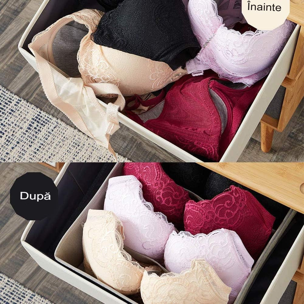 Cutie De Depozitare, Flippy, Pentru Lenjerie, Sosete Si Sutiene, Material Textil, 6 Compartimente, 32 x 16 x 10 cm,