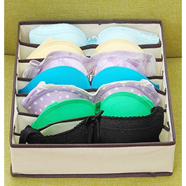 Cutie De Depozitare, Flippy, Pentru Lenjerie, Sosete Si Sutiene, Material Textil, 7 Compartimente, 32 x 32 x 10 cm,