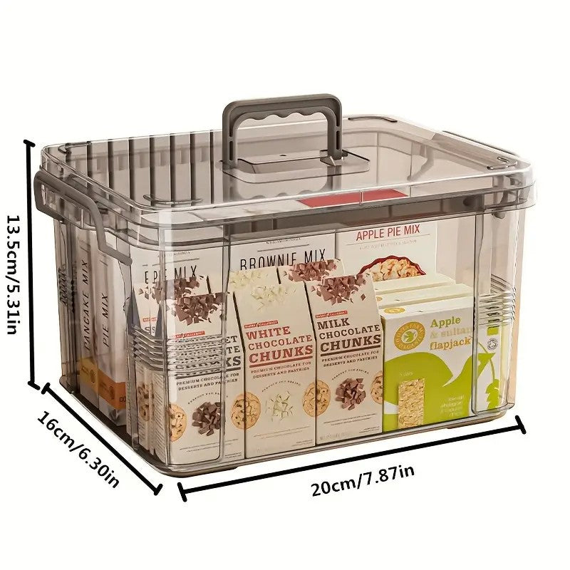 Cutie De Depozitare, Flippy, Tip Valiza, pentru Alimente, Jucarii, Accesorii, Transparent-Gri, Marime M, 31.5x23x19 cm