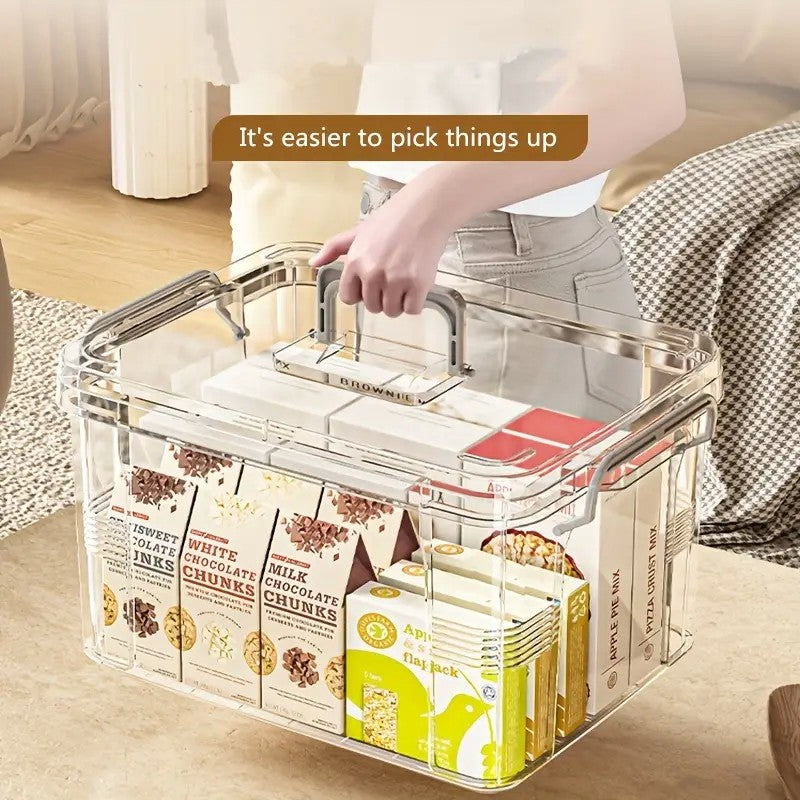 Cutie De Depozitare, Flippy, Tip Valiza, pentru Alimente, Jucarii, Accesorii, Transparent-Gri, Marime S, 24x17x13.5 cm