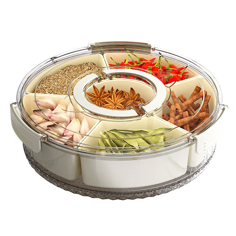 Cutie de Depozitare pentru Alimente, Flippy, cu 6 Compartimente, pentru Condimente, Fructe, Legume, cu Manere de
