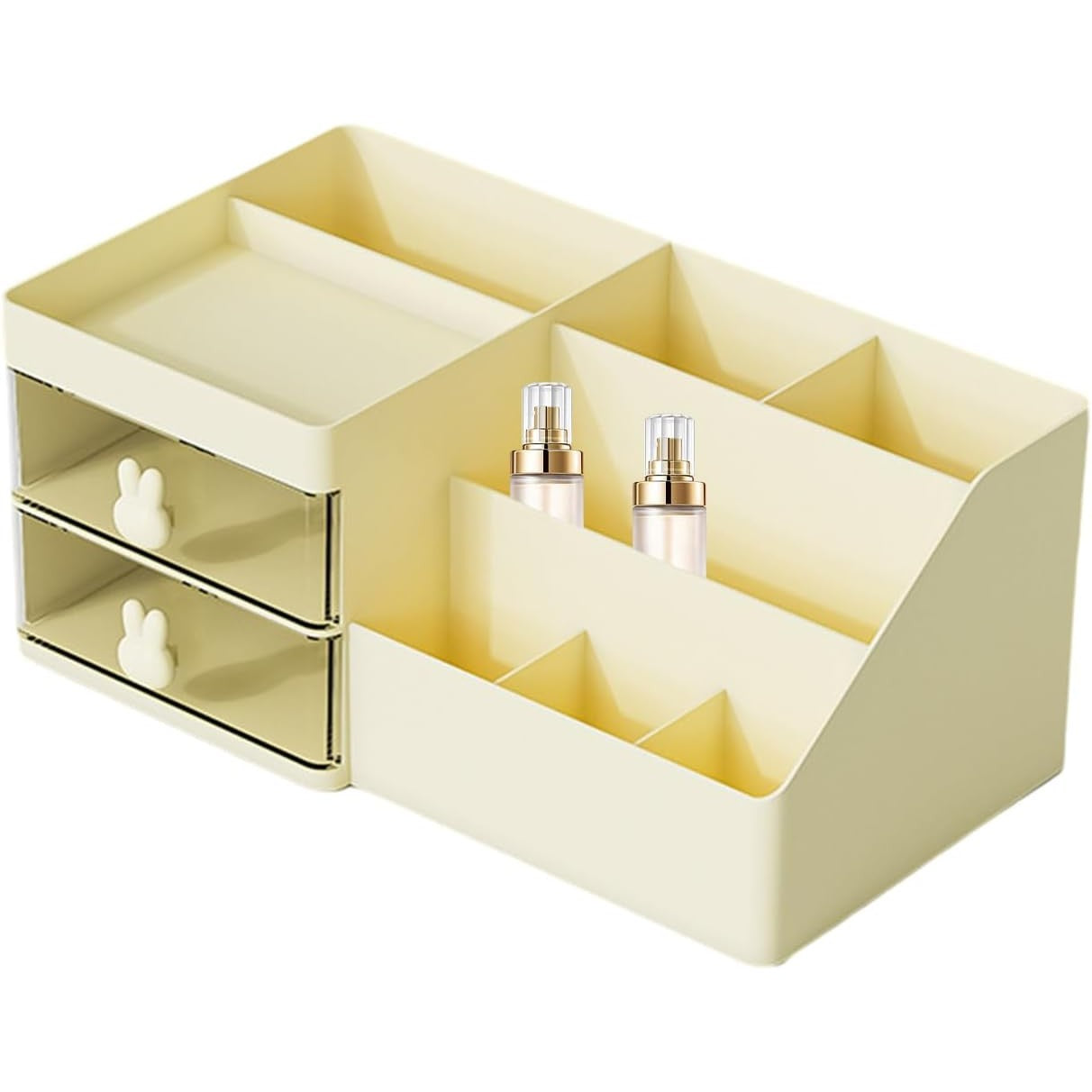 Cutie de Depozitare pentru Birou, Flippy, Pentru Makeup, Papetarie, Organizator Cosmetice, 2 Sertare si Compartimente