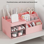 Cutie de Depozitare pentru Birou, Flippy, Pentru Makeup, Papetarie, Organizator Cosmetice, 2 Sertare si Compartimente