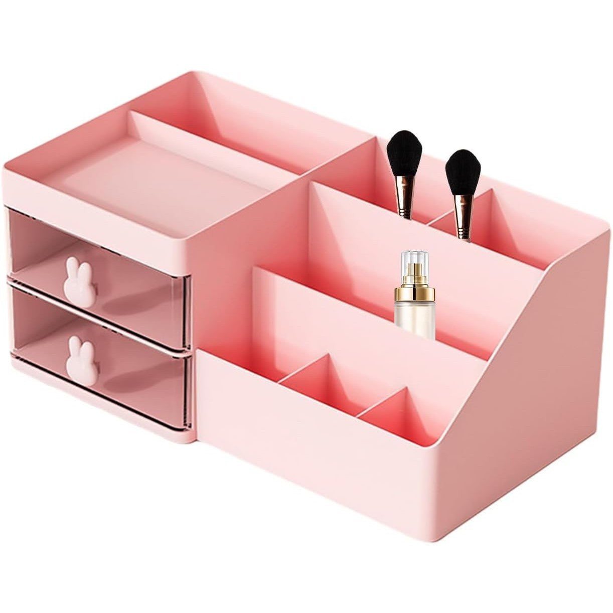 Cutie de Depozitare pentru Birou, Flippy, Pentru Makeup, Papetarie, Organizator Cosmetice, 2 Sertare si Compartimente