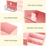 Cutie de Depozitare pentru Birou, Flippy, Pentru Makeup, Papetarie, Organizator Cosmetice, 2 Sertare si Compartimente