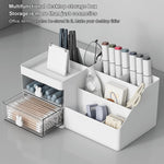 Cutie de Depozitare pentru Birou, Flippy, Pentru Makeup, Papetarie, Organizator Cosmetice, 2 Sertare si Compartimente