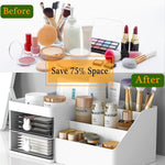 Cutie de Depozitare pentru Birou, Flippy, Pentru Makeup, Papetarie, Organizator Cosmetice, 2 Sertare si Compartimente