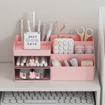 Cutie de Depozitare pentru Birou, Flippy, Pentru Makeup, Papetarie, Organizator Cosmetice, 2 Sertare si Compartimente