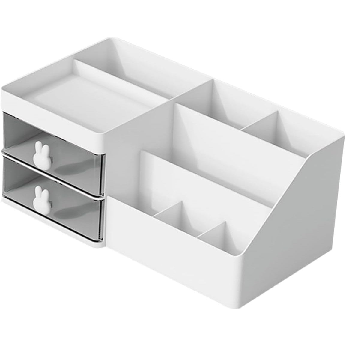 Cutie de Depozitare pentru Birou, Flippy, Pentru Makeup, Papetarie, Organizator Cosmetice, 2 Sertare si Compartimente