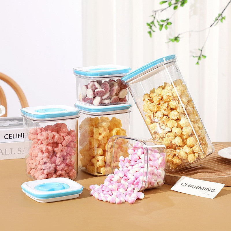 Cutie de Depozitare pentru Bucatarie, Flippy, 1.3L, din ABS+PET+Silicon, Capac Alb/Albastru, 11.5 x 15 x 8 cm,
