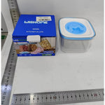 Cutie de Depozitare pentru Bucatarie, Flippy, 600 ml, din ABS+PET+Silicon, Capac Alb/Albastru, 11.5 x 8 x 8 cm,