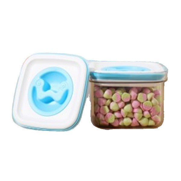 Cutie de Depozitare pentru Bucatarie, Flippy, 600 ml, din ABS+PET+Silicon, Capac Alb/Albastru, 11.5 x 8 x 8 cm,