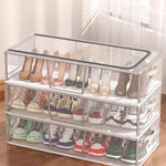 Cutie de Depozitare pentru Pantofi, Flippy, 40x30x21 cm, din Plasa PVC Impermeabila si Cadru de Otel, Pliabila, Fermoar