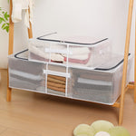 Cutie de Depozitare pentru Pantofi, Flippy, 40x30x21 cm, din Plasa PVC Impermeabila si Cadru de Otel, Pliabila, Fermoar